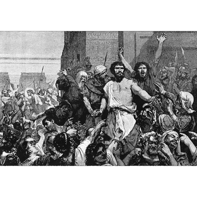 Barabbas, according to a representation in The Bible and Its Story Taught by One Thousand Picture Lessons, from 1910