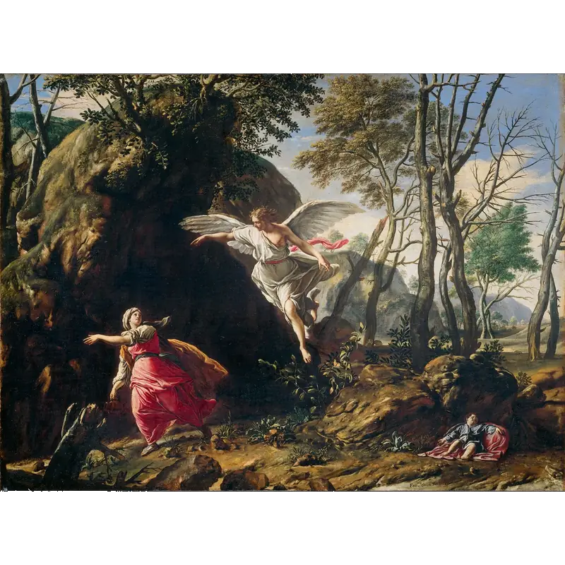 Hagar and the Angel in the Wilderness, by Francesco Cozza