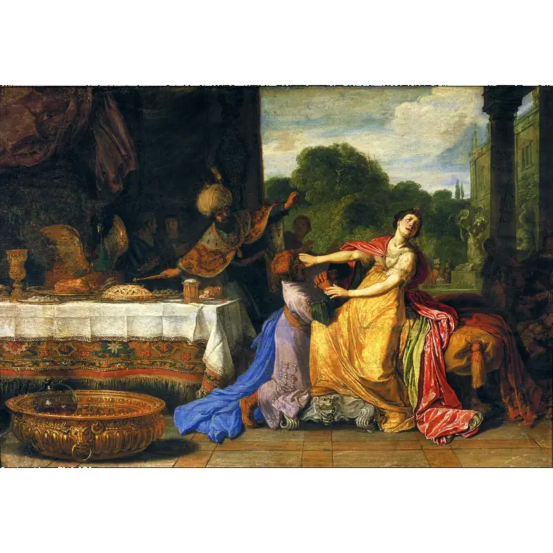 Haman Begging the Mercy of Esther, by Pieter Lastman