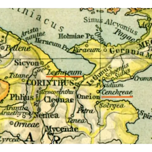 Map showing ancient Cenchreae