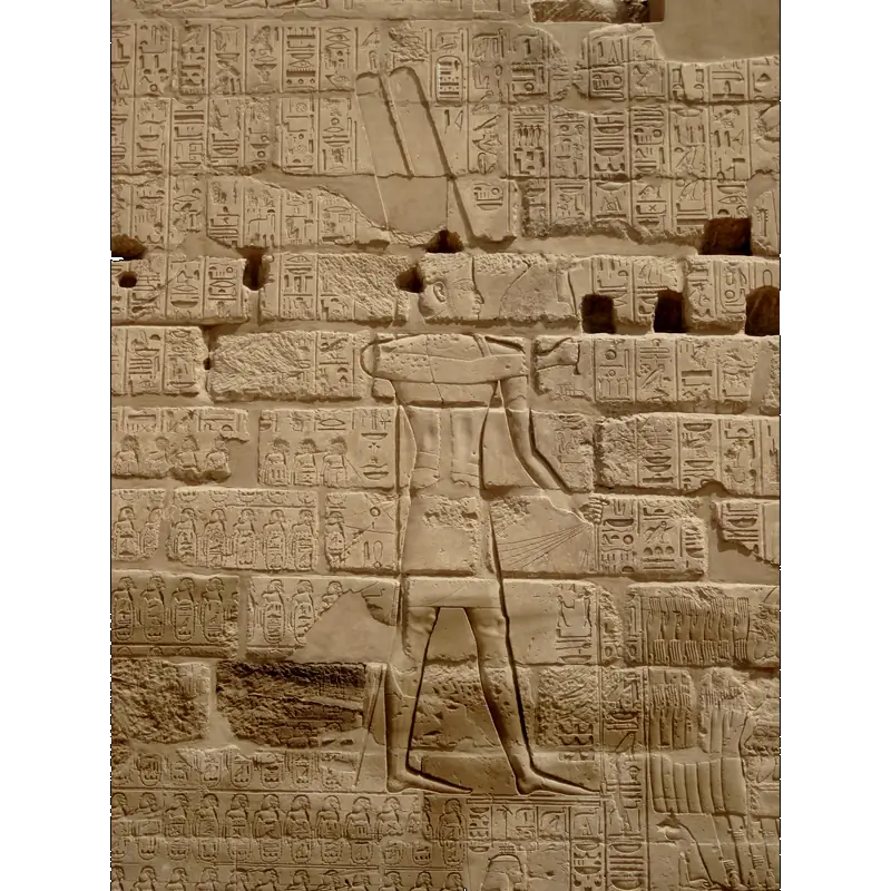 The Bubastite Portal at Karnak, depicting a list of city states conquered by Shoshenq I in his Near Eastern military campaigns. Jerusalem does not occur in the list.[2]: 174–175