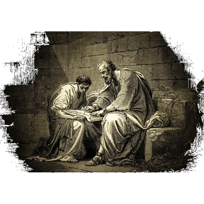 Paul ends the letter to the Ephesians, and hands it over to Tychicus. Wood engraving by Gustave Doré